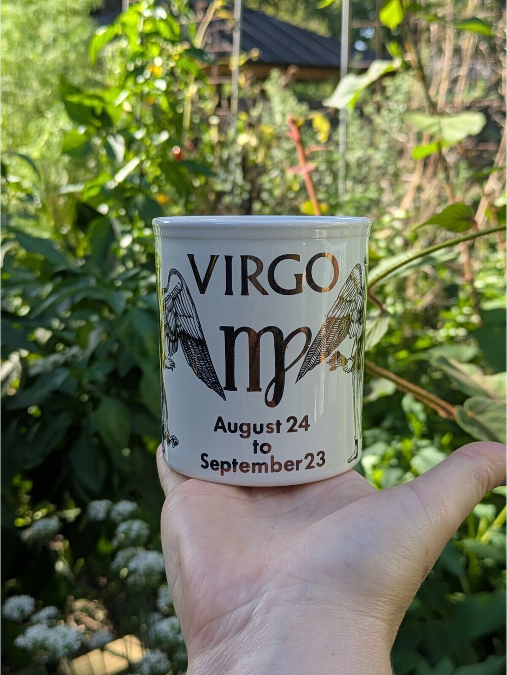 Vintage Virgo Mug, Metallic Copper Paint, Made in England